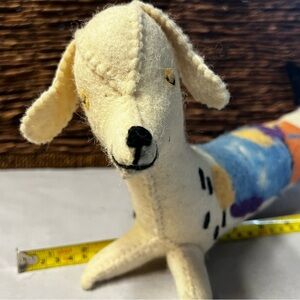 Vintage Handcrafted Dachshund Plush Stuffed Animal Wool Fabric Whimsical